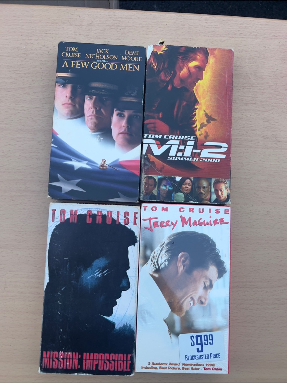 Tom Cruise VHS Movies Lot Of 4/Mission Impossible,A Few Good Men,M:I-2,Jerry Mag